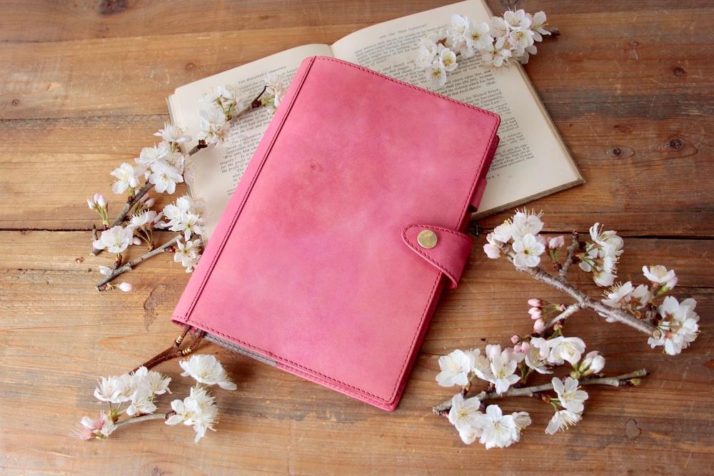 【サイズオーダー可能】ほぼ日手帳カバー（カズン用A5サイズ）/手染めサクラ　受注製作品 | 2枚目