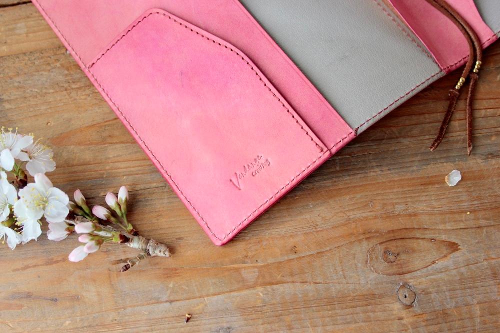 【サイズオーダー可能】ほぼ日手帳カバー（カズン用A5サイズ）/手染めサクラ　受注製作品 | 4枚目