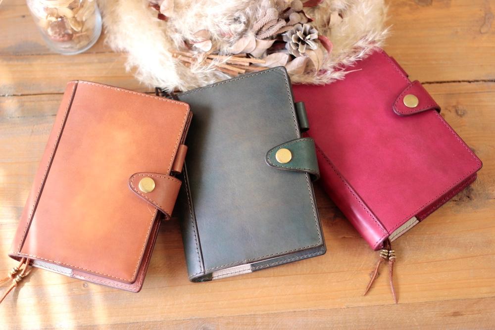 【サイズオーダー可能】ほぼ日手帳カバー/手染め手染めサクラ、真鍮ボタン付き　受注製作品 | 10枚目