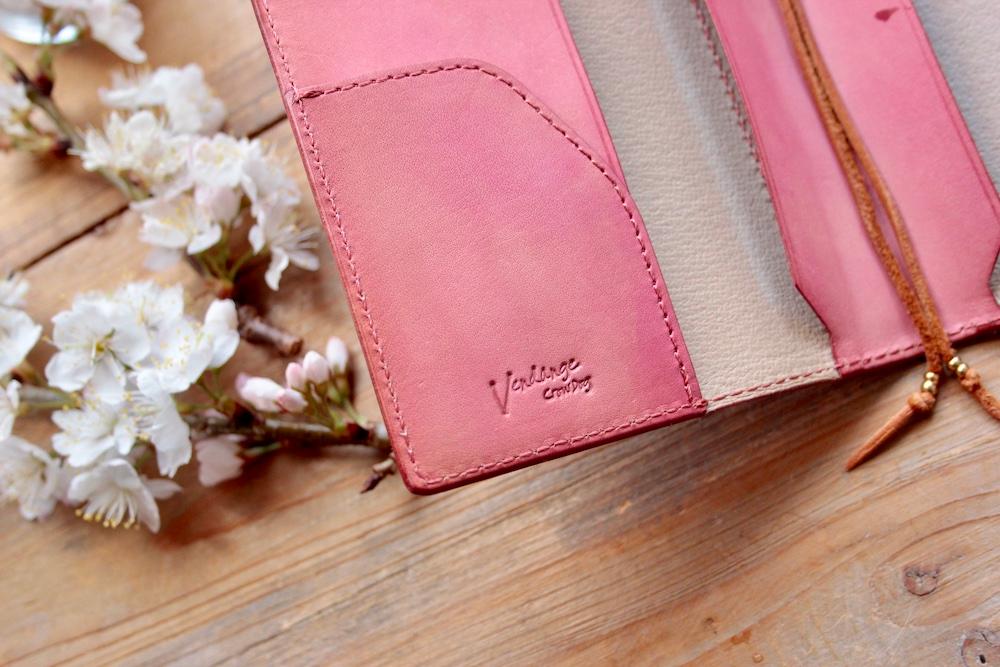 【サイズオーダー可能】ほぼ日手帳カバー/手染め手染めサクラ、真鍮ボタン付き　受注製作品 | 5枚目