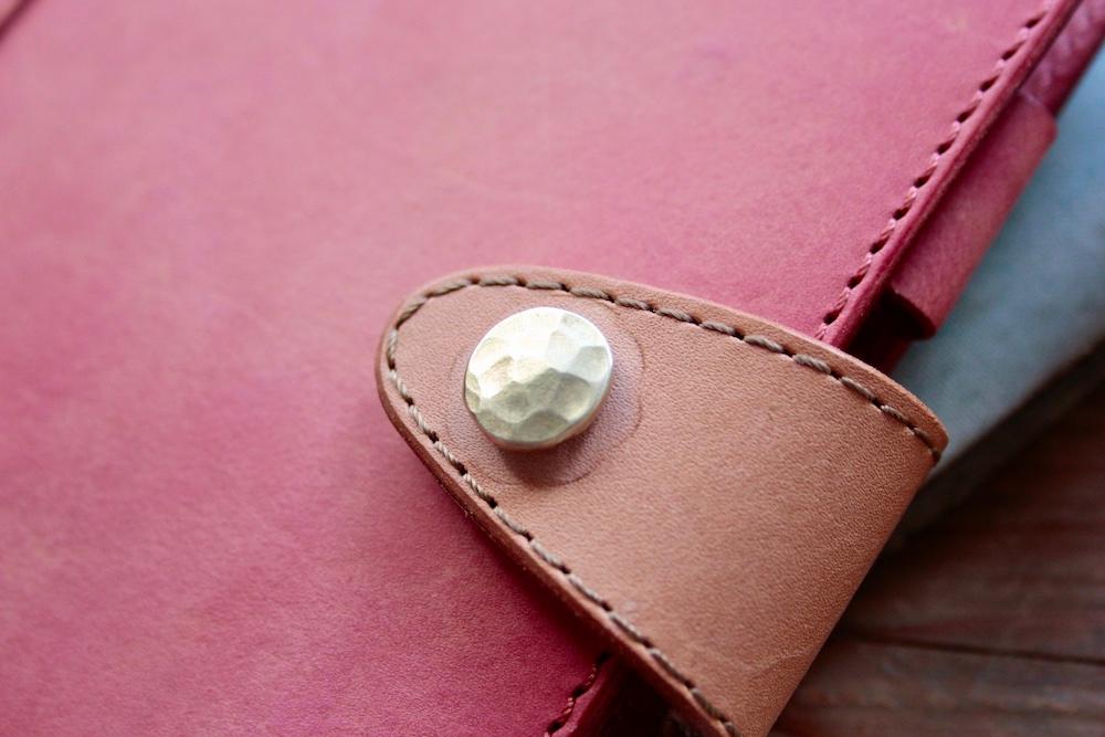 【サイズオーダー可能】ほぼ日手帳カバー/手染め手染めサクラ、真鍮ボタン付き　受注製作品 | 6枚目