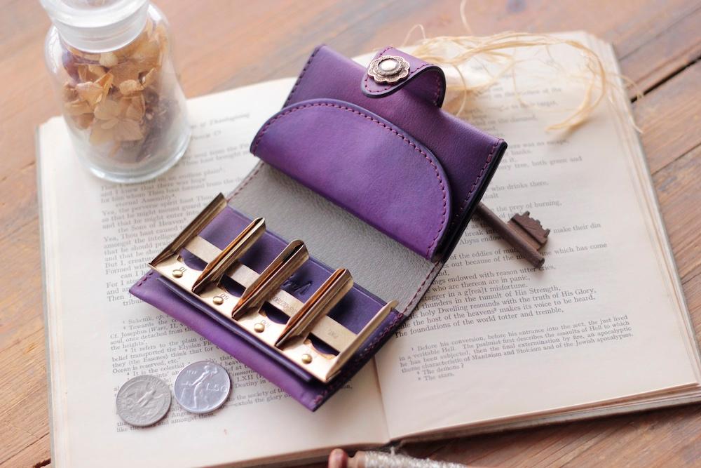 Sale 一点のみストック販売　手染めパープル／コインキャッチャー(ベルト：パープル)