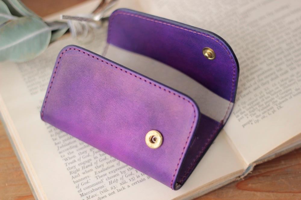 新作　キーケース5 　手染めパープル／スマートキー、カードも入るマルチケース | 4枚目