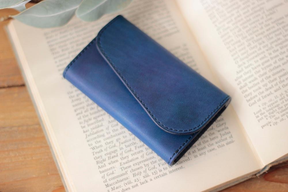 新作　キーケース5 　手染めロイヤルブルー／スマートキー、カードも入るマルチケース | 3枚目