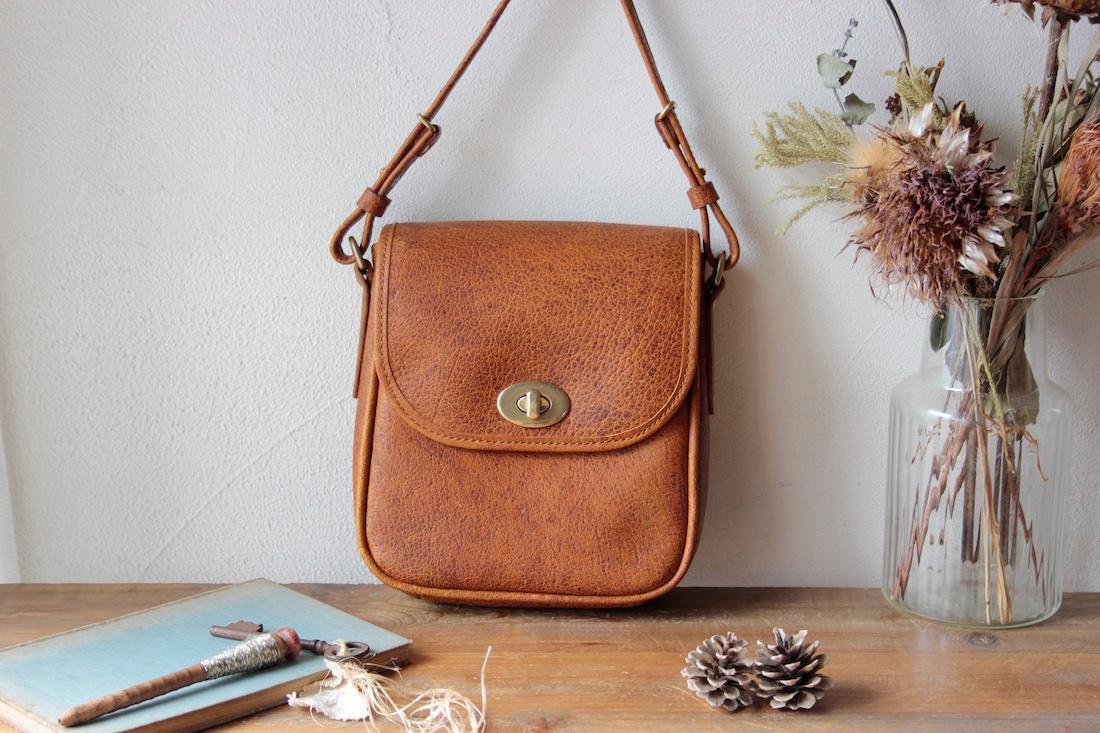 Kudu leather (クードゥーレザー)ミニショルダーバッグ キャメル1枚目の画像