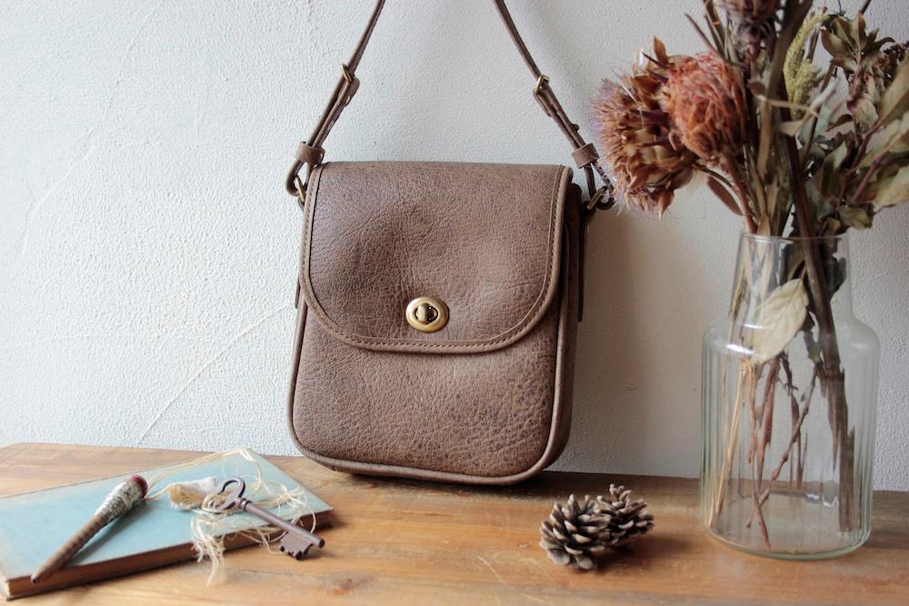 Kudu leather (クードゥーレザー)ミニショルダーバッグ グレー1枚目の画像